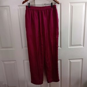 Laura Katherine Women's L Silk Pants Lined Elastic Waist Drawtring Sleepwear